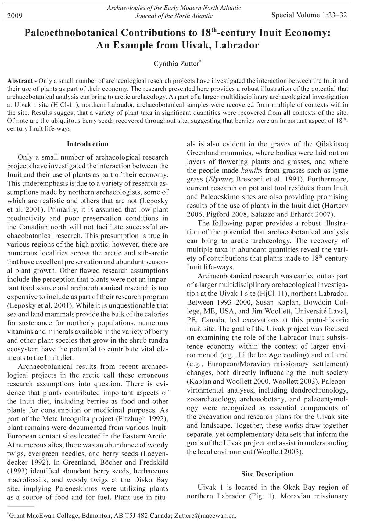 JONA Vol. 1 Zutter abstract page