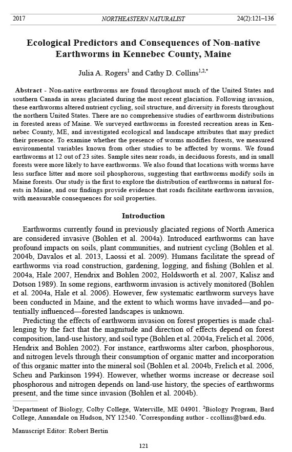 Northeastern Naturalist Volume 24 Number 2 2017 121 136